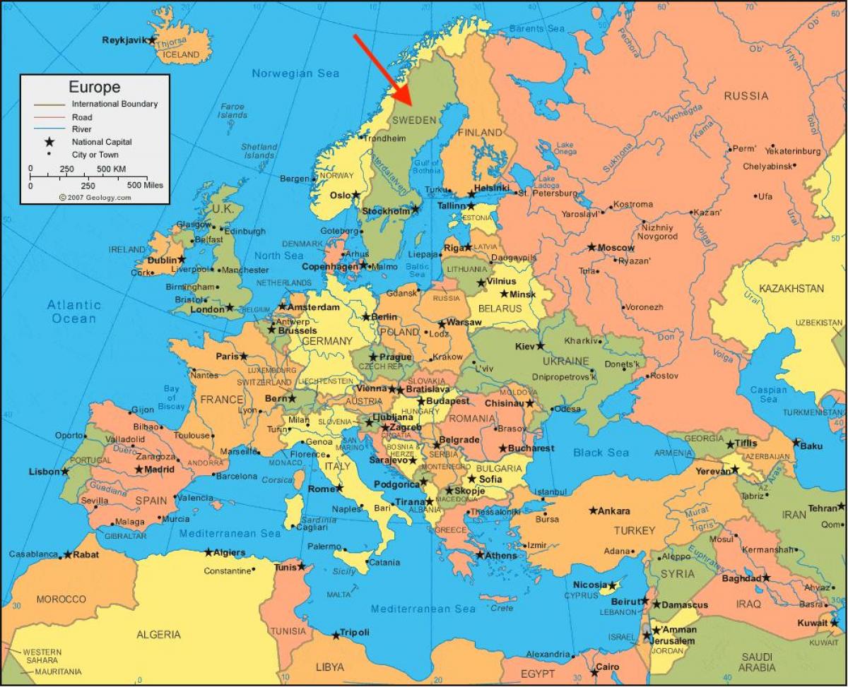 Sweden location on the Northern Europe map